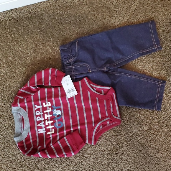 Baby Boys Carter's HAPPY LITTLE GUY Bodysuit & Pants Size 3 6 9 12 18 months NWT - Picture 3 of 5
